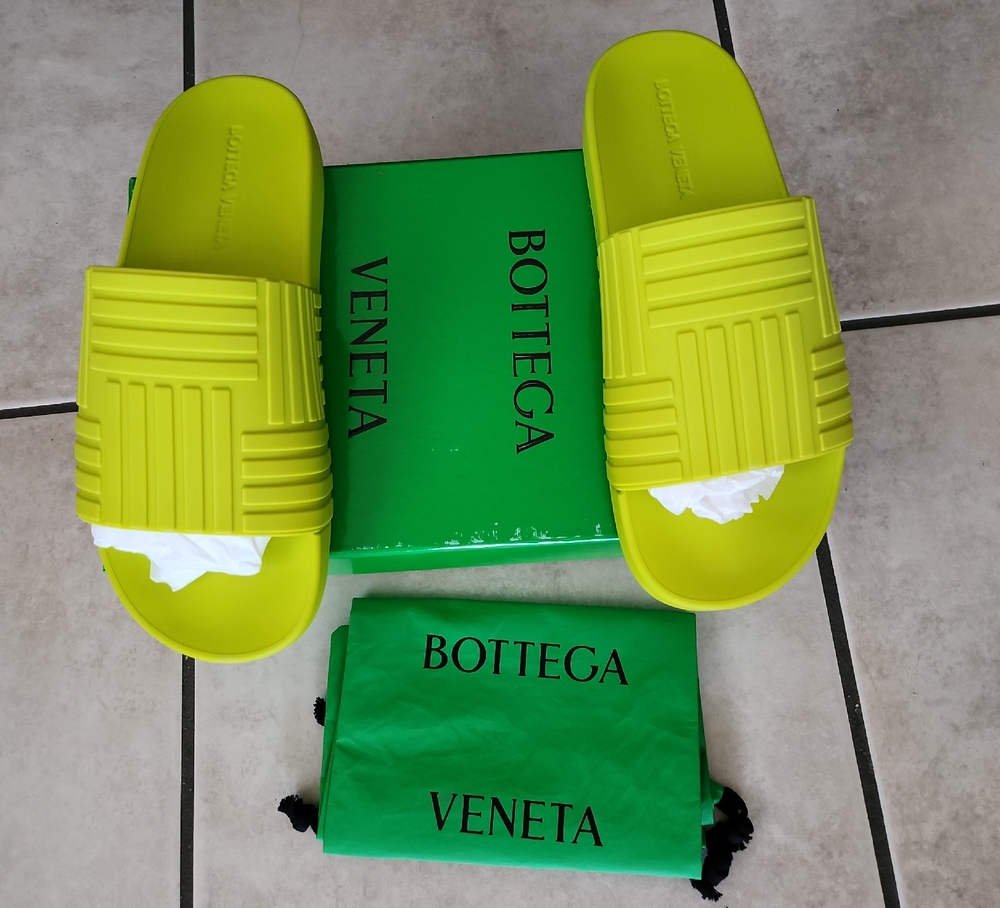Bottega Veneta Lime Green Slides